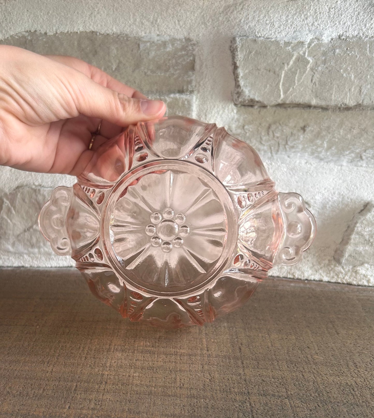 Bol vintage en verre rose | Style Depression Glass