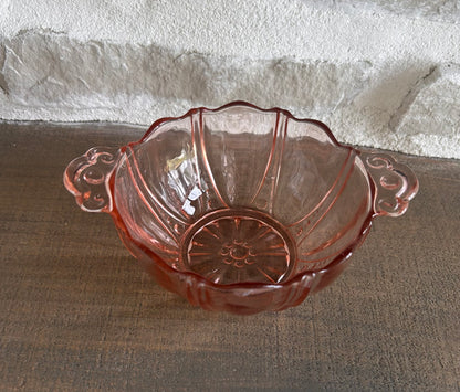 Bol vintage en verre rose | Style Depression Glass