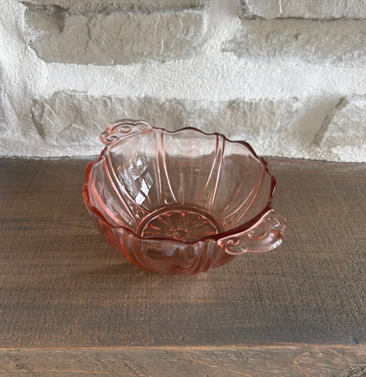 Bol vintage en verre rose | Style Depression Glass
