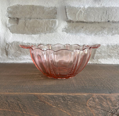 Bol vintage en verre rose | Style Depression Glass