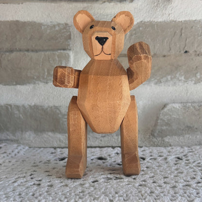 Petit ourson en bois articulé vintage