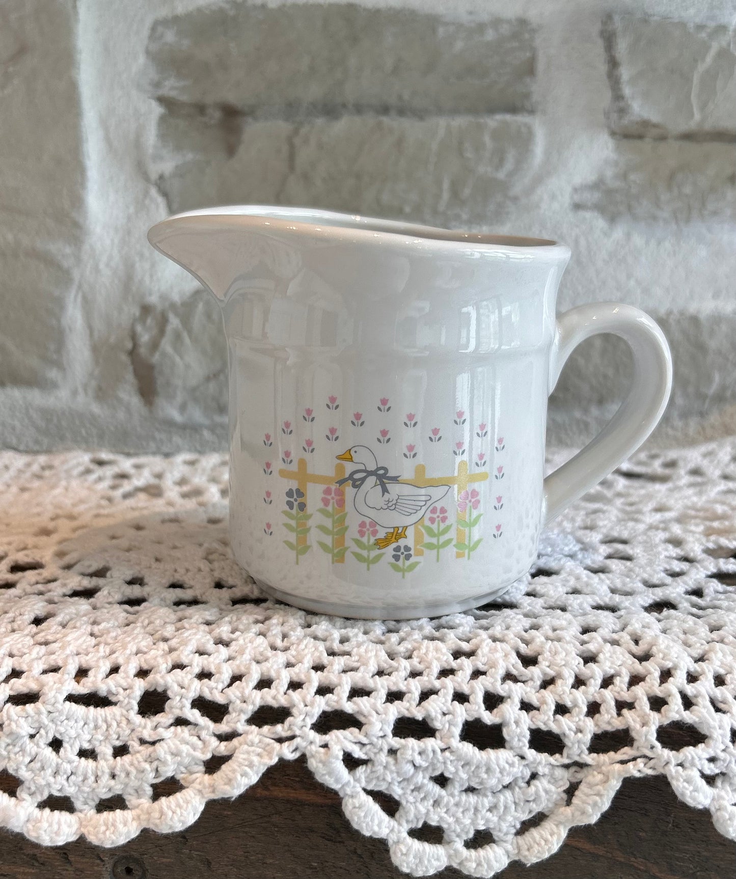Crémier vintage en porcelaine – Motif oie champêtre