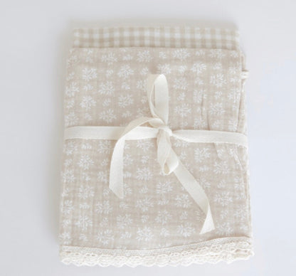 Linges à vaisselle en mousseline et coton