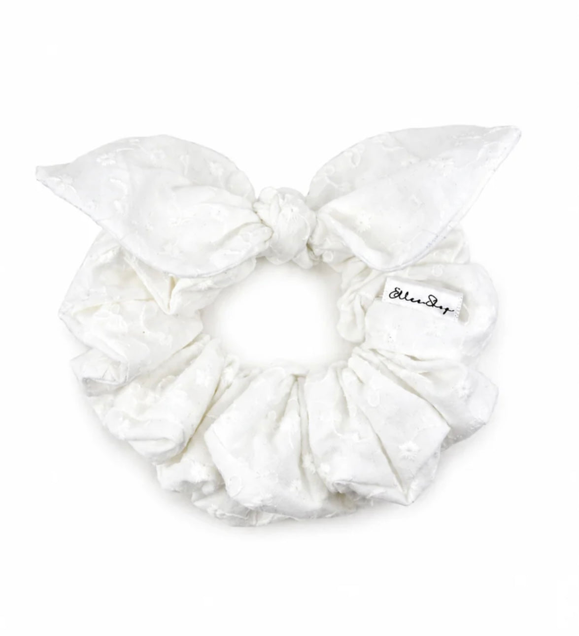 Chouchou à boucle fleurs blanches
