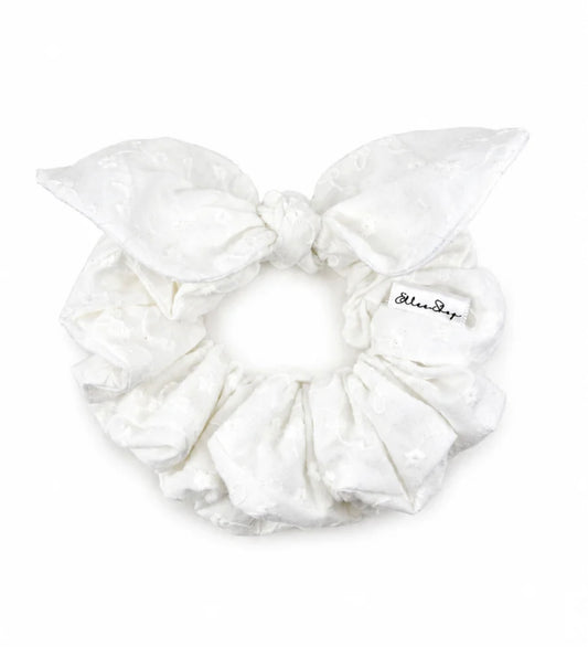 Chouchou à boucle fleurs blanches